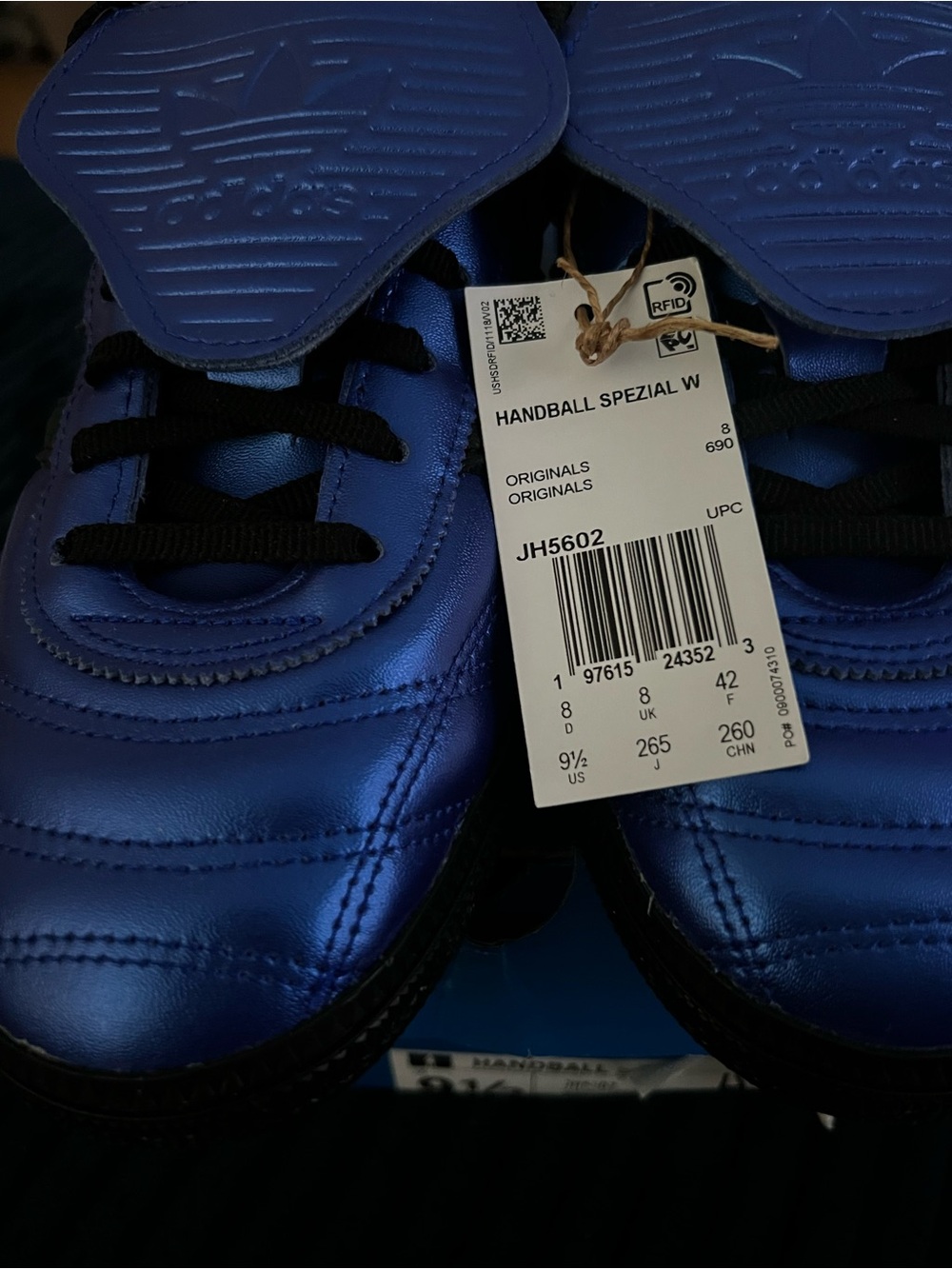 adidas Handball Spezial W Metallic Blue Sneakers with Black Laces - Picture 4 of 7